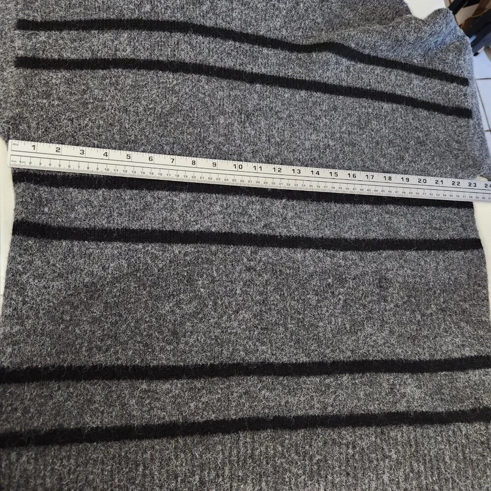Grace + Karma Turtleneck Sweater 1X Gray & Black Striped Boho Cottage